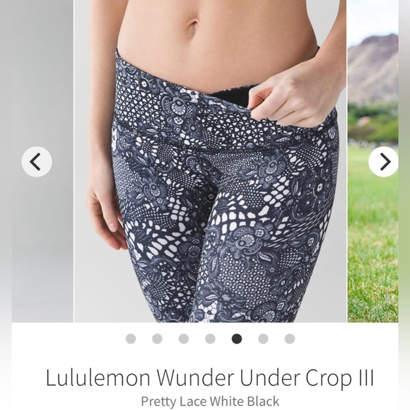 Lululemon Wunder Under Crop III Pretty‎ Lace White Black size 4 - Picture 2 of 10